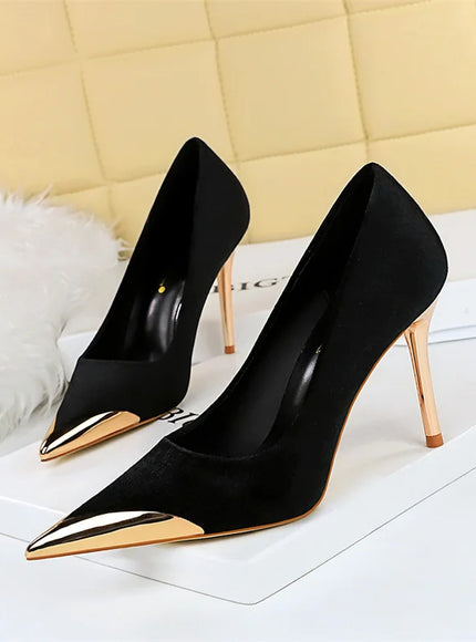 Women Fashion Comfort Suede High Heels Green Burgundy