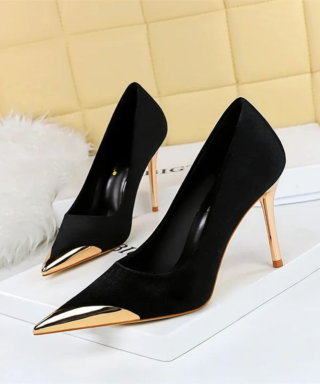 Women Fashion Comfort Suede High Heels Green Burgundy