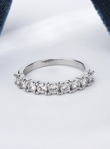 S925 Silver Zircon Eternity Ring For Women Timeless Sparkle