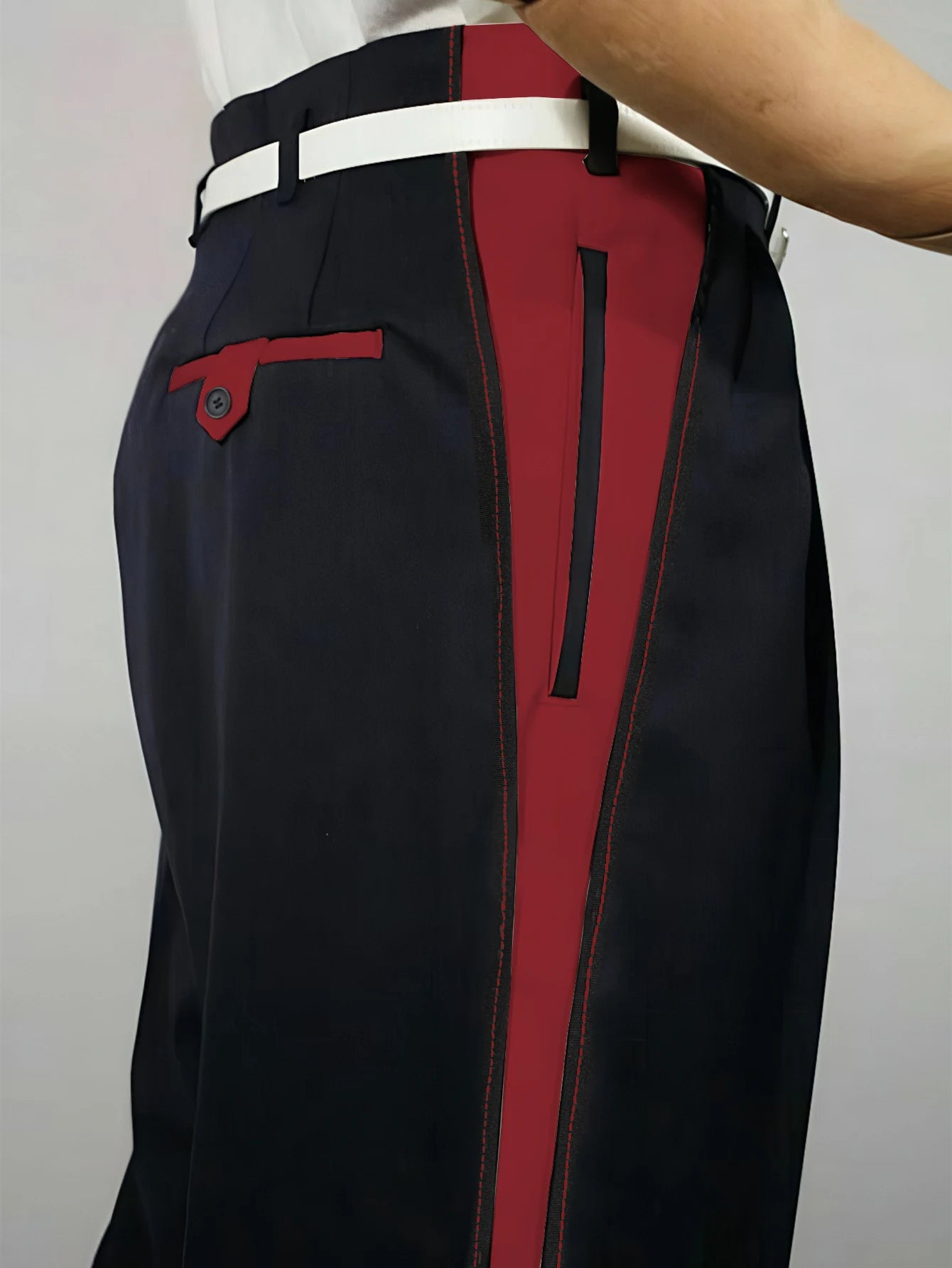 2026 Spring Summer Color Block Spliced Men Business Straight Pants Color Block Spliced  Straight Leg Men Business Pants