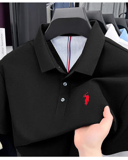 100% pure cotton short sleeved men's polo shirt summer fashion high-end brand pony embroidery golf top casual business T-shirt