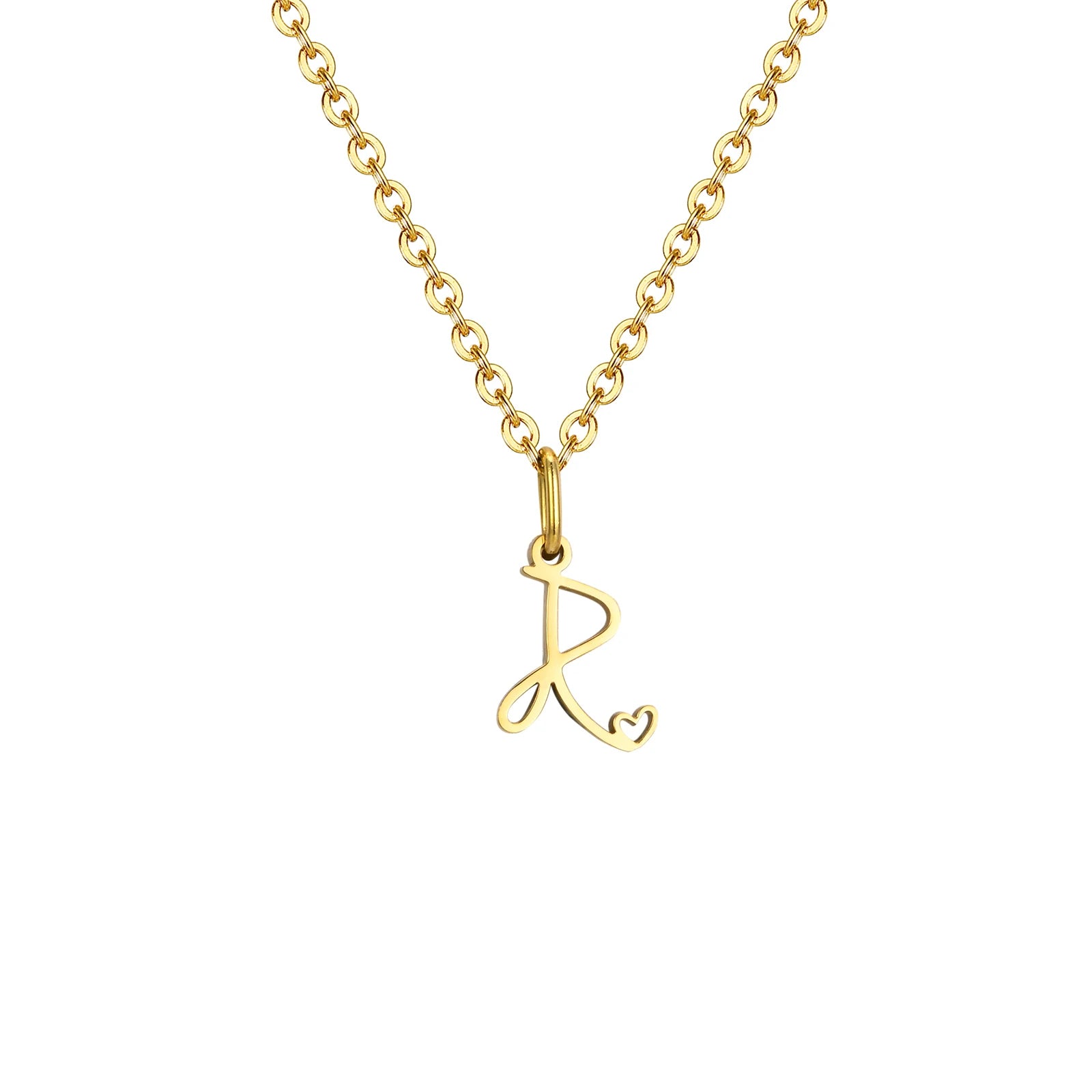 Dainty Heart Initial Necklace for Women, Gold Plated A-Z Letter Pendant, Waterproof Stainless Steel Monogram Jewelry, Personaliz