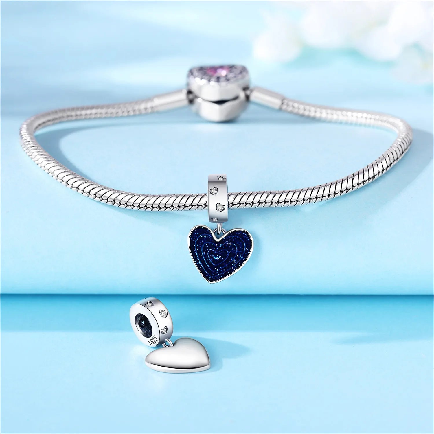 Original Charms Beads 925 Sterling Silver Zircon LOVE Winged Protect Heart Pendant For DIY Necklace Bracelet Fine Jewellery Gift