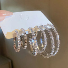 KissICON Earrings Rose Gold Sparkling Paved Rhinestone Hoop Earrings
