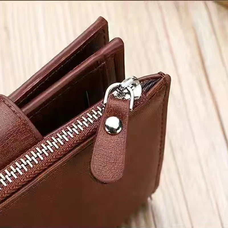 Men's Coin Purse Wallet RFID Anti-theft Man Leather Wallet Zipper Business Card Holder Money Bag Wallet Male
