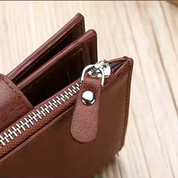 Men's Coin Purse Wallet RFID Anti-theft Man Leather Wallet Zipper Business Card Holder Money Bag Wallet Male