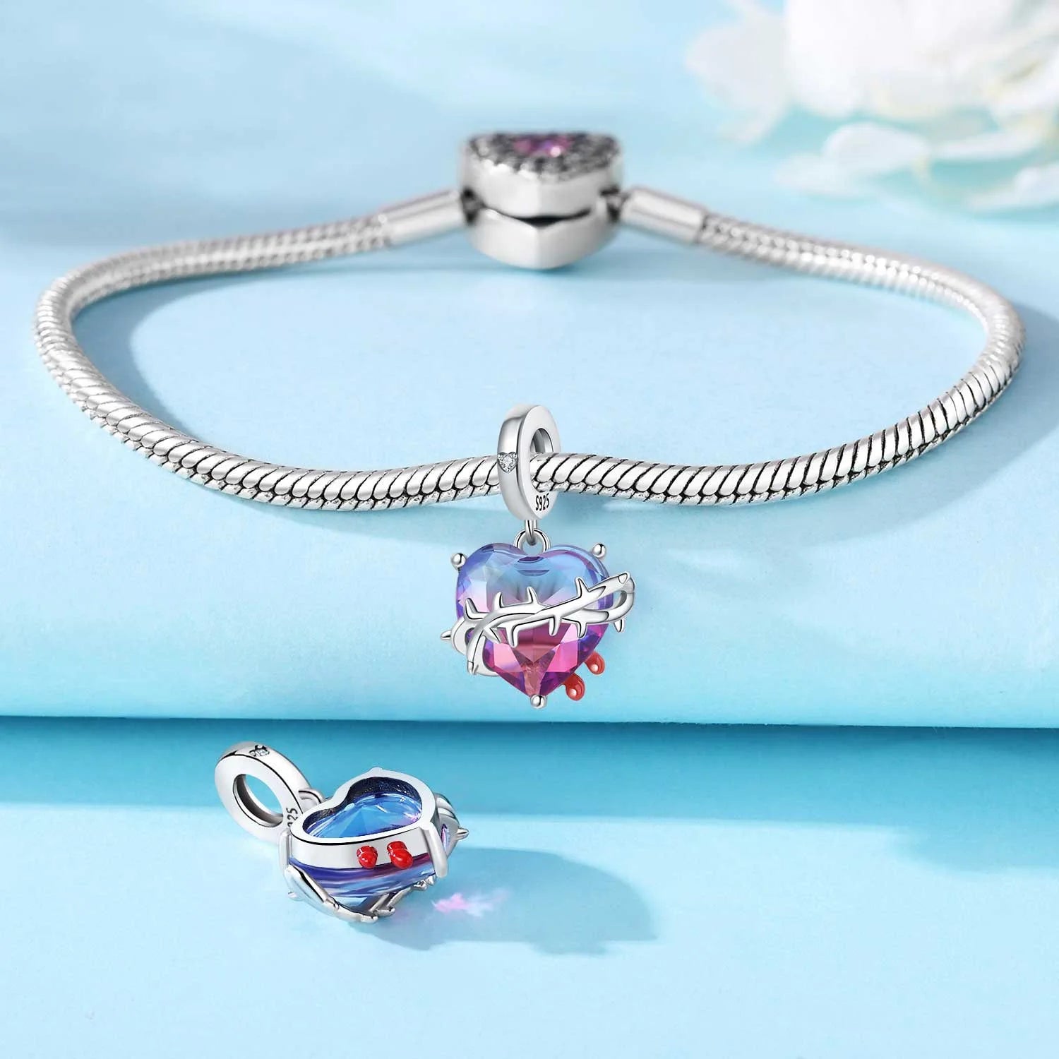 Original Charms Beads 925 Sterling Silver Zircon LOVE Winged Protect Heart Pendant For DIY Necklace Bracelet Fine Jewellery Gift