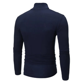 1/2pcs Autumn  Winter Men's High Neck T-shirt Slim Fit Fashion High Elastic Long Sleeve Casual Breathable Apparel Pullover