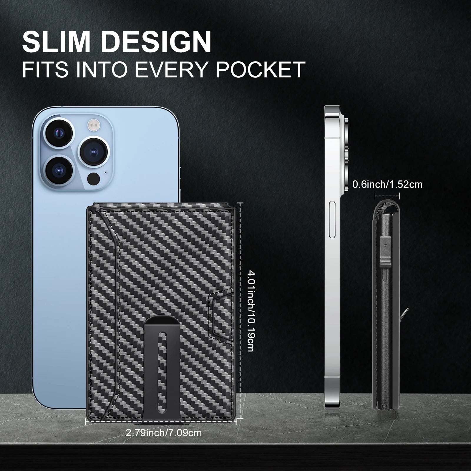 Men New Wallet with Money Clip Carbon Card Wallet Slim Wallet magsafe cüzdan metal Gift Box Christmas Gift Men  Gift  Mens Gift
