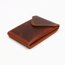 Genuine Leather Wallet For Men Male Real Cowhide Short Slim Minimalist Men's Cash Wallet Credit Card Holder With Flap Closure