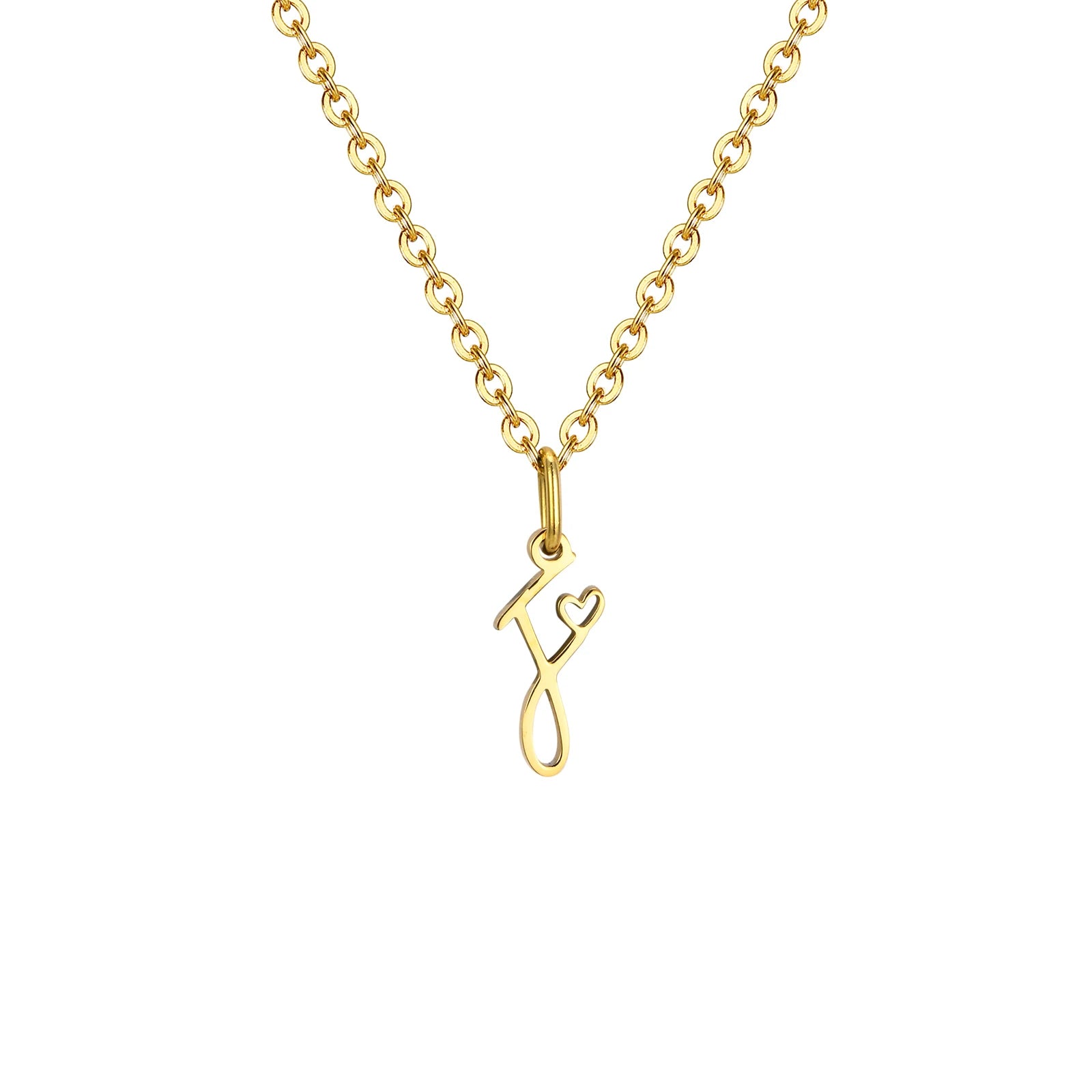 Dainty Heart Initial Necklace for Women, Gold Plated A-Z Letter Pendant, Waterproof Stainless Steel Monogram Jewelry, Personaliz