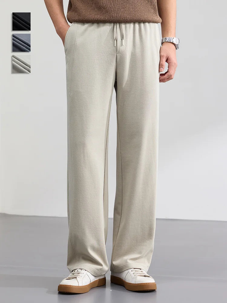 Lyocell Cotton Men's Casual Pants Breathable Straight Leg Loose Fit Elastic Waist Ice Silk Quick Dry Trousers Spring Summer 2026