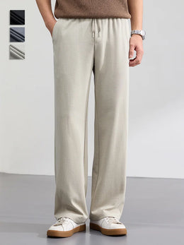 Lyocell Cotton Men's Casual Pants Breathable Straight Leg Loose Fit Elastic Waist Ice Silk Quick Dry Trousers Spring Summer 2026