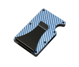 Minimalist  Wallet for Men, Money Clip Cash Strap Wallet, RFID Blocking Metal Wallet Aluminum Card Holder(Carbon Fiber)