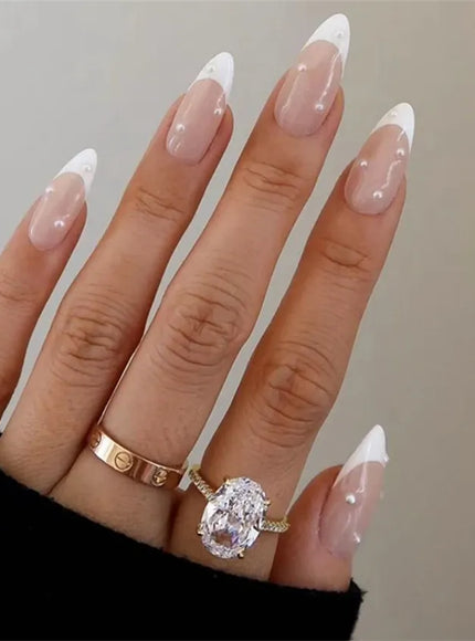 KissIcon Flower Almond False Nails Blue White -