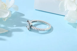 Original 925 Sterling Silver Ring Love Heart Pave CZ Crystal Stackable Rings For Women Wedding Engagement Birthday Gift Jewelry