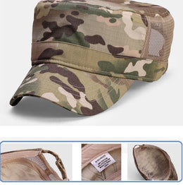 Men's Camouflage Flat Top Baseball Cap, Outdoor Sports Caps, Tactical Dad Hat, Casual Cadet, Trucker Hats