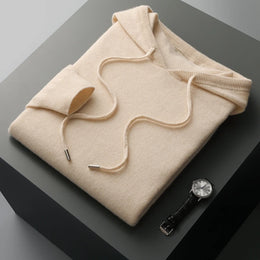 MVLYFLRT Men's One-Piece Ready-to-Wear Hoodie 100% Merino Wool Knitted Sweater Shirt Autumn Winter Casual Large Top Long Sleeved