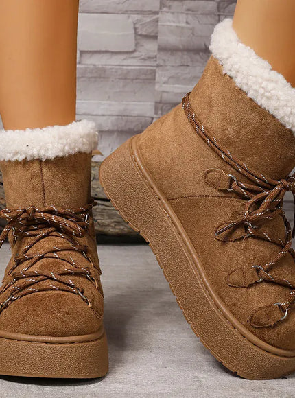 Korean Thick Bottom Women's Snow Boots Lace Up