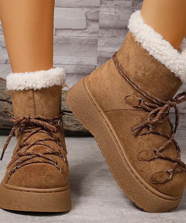 Korean Thick Bottom Women's Snow Boots Lace Up