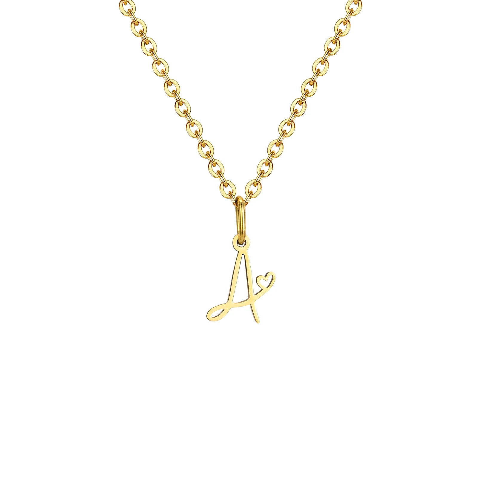 Dainty Heart Initial Necklace for Women, Gold Plated A-Z Letter Pendant, Waterproof Stainless Steel Monogram Jewelry, Personaliz