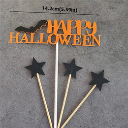 2025 Halloween Cake Decorations Pumpkin Ghost Black Castle Haunted Houses Cake Toppers for Happy Halloween Party Supplies