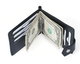 New Small Men's Leather Wallet With Coin Pocket Money Clip 5 Credit Card Slots A Metal Clamp ID Cash Holder Purse For Male