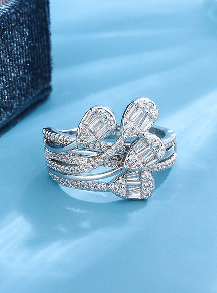 Fashion S925 Silver Plated Luxury Bold Big Wedding Ring Set for Bridal Women Engagement Finger Christmas Gift Jewelry