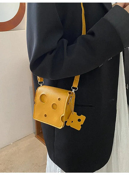Cheese Triangle Crossbody – Adorable Hole-patterned Mini