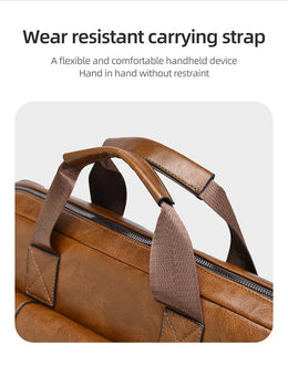 Mens Business Briefcase Large Capacity PU Leather Laptop Bag Fashion Crossbody Shoulder Tote Bag for Work Office