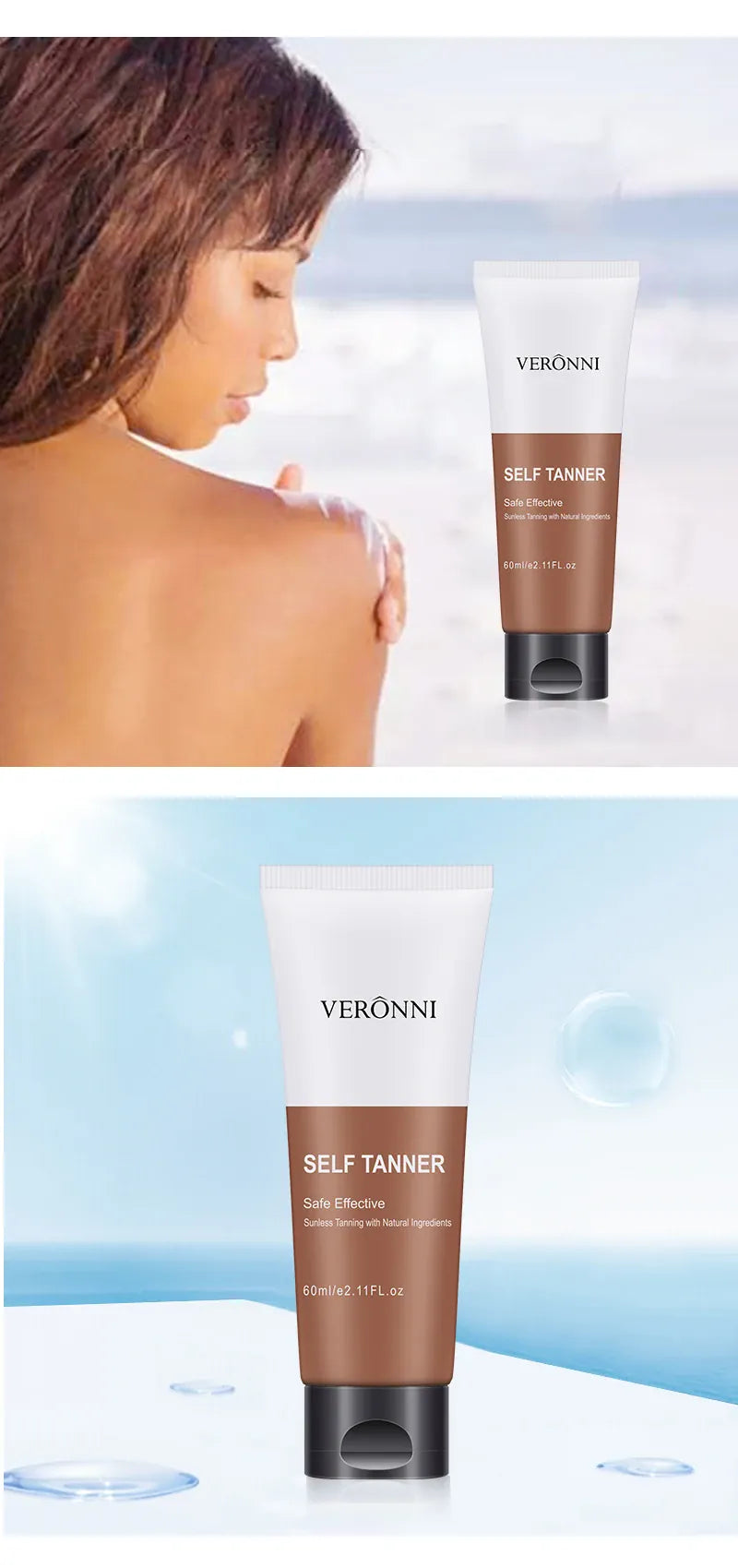 KissICON WHITE / 60ml Body Tanning Oil Bronzing Cream Natural Streak Free