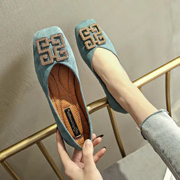 KissICON Blue / 38 Flat Shoes for Women's Spring New Square Toe