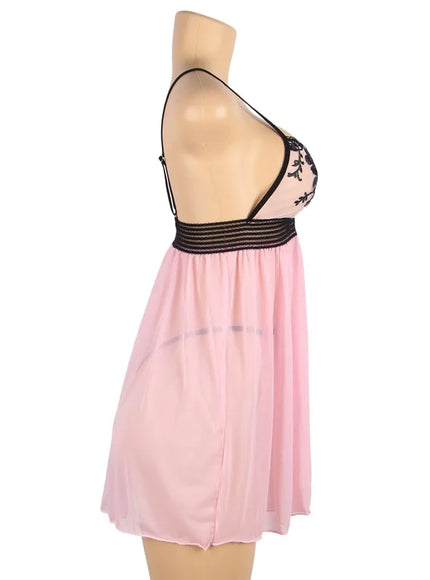 Plus Size Big Size Pink Soft Transparent Mesh Sexy Woman Underwear Lingerie chemise babydoll  Lovely from M-5XL