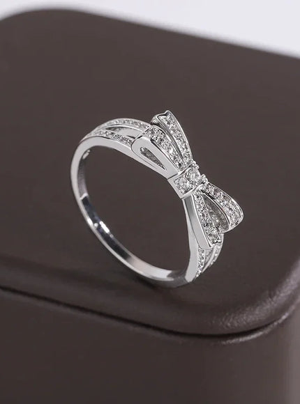 KissIcon 925 Silver Plated Ring Women - Bow Zircon Shine