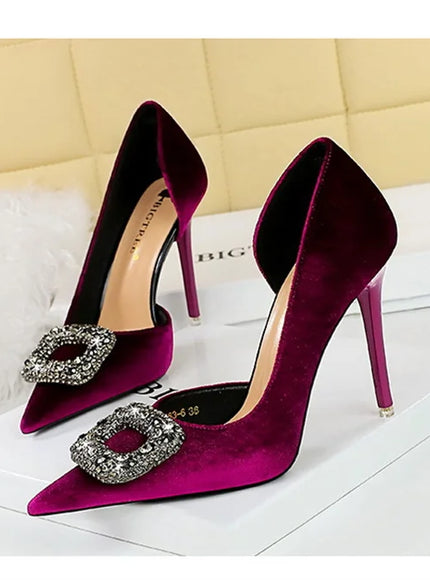 Women Super High Heels Velvet Pumps Shallow Mouth