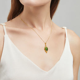 Summer Oval Green Peridot Pendant Necklace Yellow Gold Jewelry For Woman Stone Jewellery Luxury Lover Gift