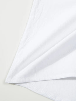 2025 Autumn Cross-Border Men's Cotton and Linen Stand Collar Short Sleeved Shirt, Loose Casual Henley Shirt for Men