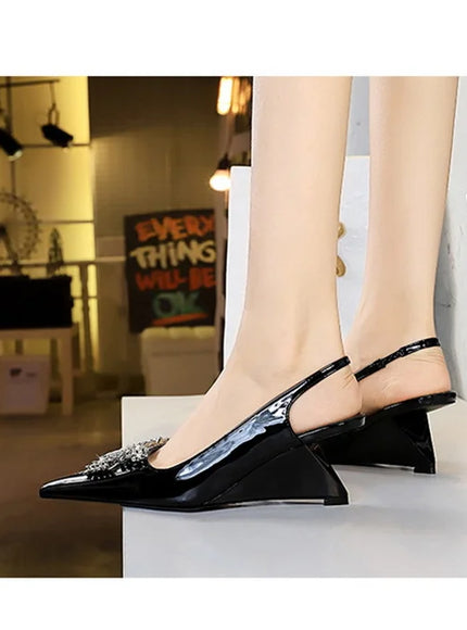 New Wedges Patent Leather Shallow Pointed Toe High