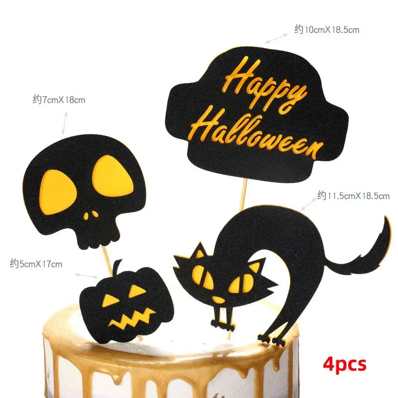 2025 Halloween Cake Decorations Pumpkin Ghost Black Castle Haunted Houses Cake Toppers for Happy Halloween Party Supplies