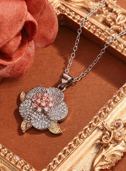 KissIcon 925 Sterling Silver Plated Necklace - Flower Design