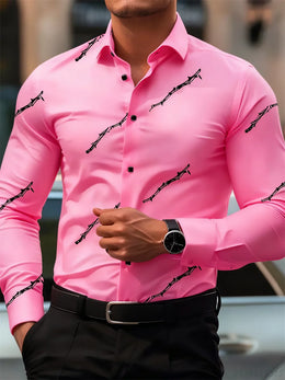 Men's personalized thorn print long-sleeved shirt. Business casual style, fashionable design, versatile and non-iron shirt.