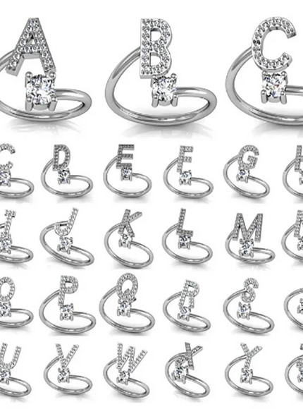KissIcon 26 A Z Open Adjustable Ring 925 Silver Plated Gift