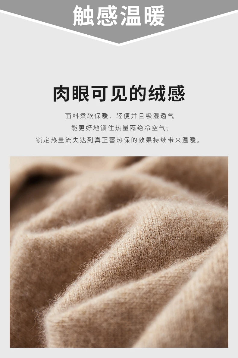MVLYFLRT Men's One-Piece Ready-to-Wear Hoodie 100% Merino Wool Knitted Sweater Shirt Autumn Winter Casual Large Top Long Sleeved