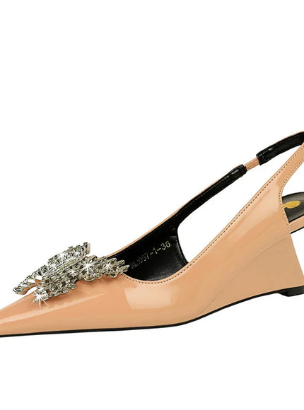 New Wedges Patent Leather Shallow Pointed Toe High
