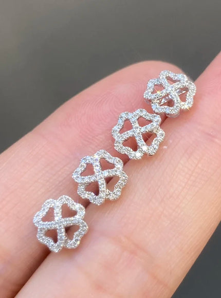 KissIcon 925 Silver Plated Earrings Clover Zircon - Luck