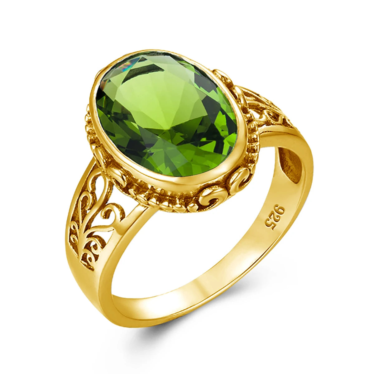 Yellow Gold Citrine Ring For Women 10*14mm Oval Cut Stone Art Deco Luck Birthstone Jewelry Trending Luxury Wedding Party Gift
