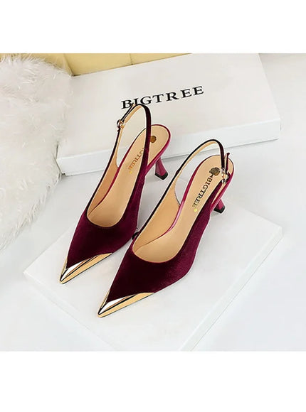 Elegant Women Green High Heel Velvet Pumps Wedding