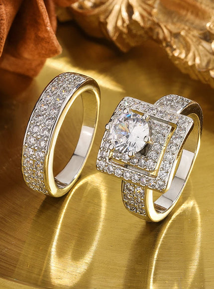 Luxurious Women's Double-Layer Zircon Ring - 925 Silver