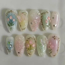 KissICON 2 KissIcon False Nails Press On Almond Flower Bow