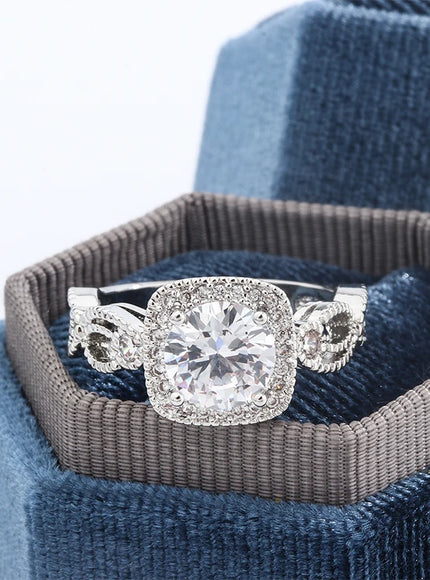 KissIcon Ball Flower Rattan Ring - Sterling Silver Zircon